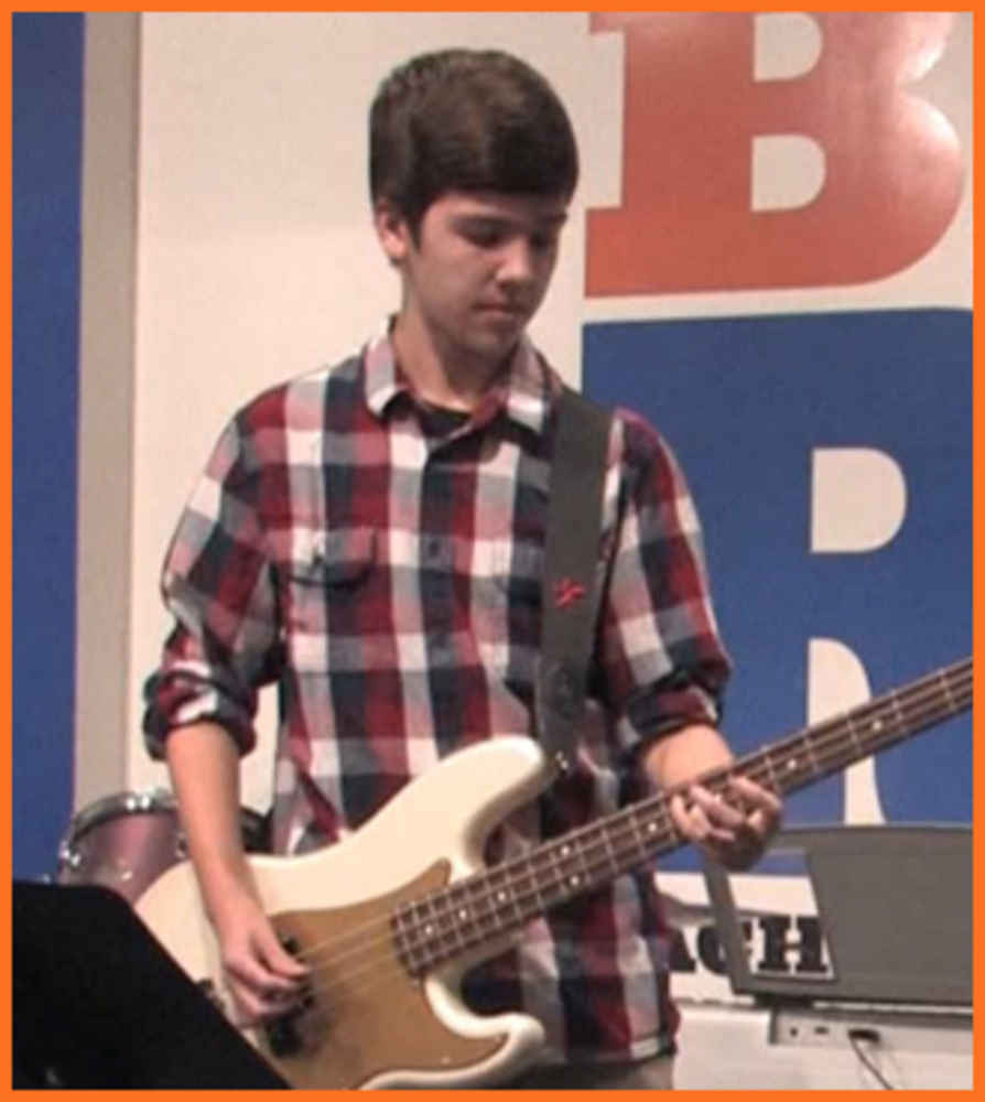 ></p>
<p ><b>Liam O</b> is Bach to Rock’s Student of the Month for December 2012. He attends B2R McLean, Virginia and plays bass in the band Out of Line. Matt Cummings is Liam’s instructor for private bass lessons.</p>
<p><iframe loading=