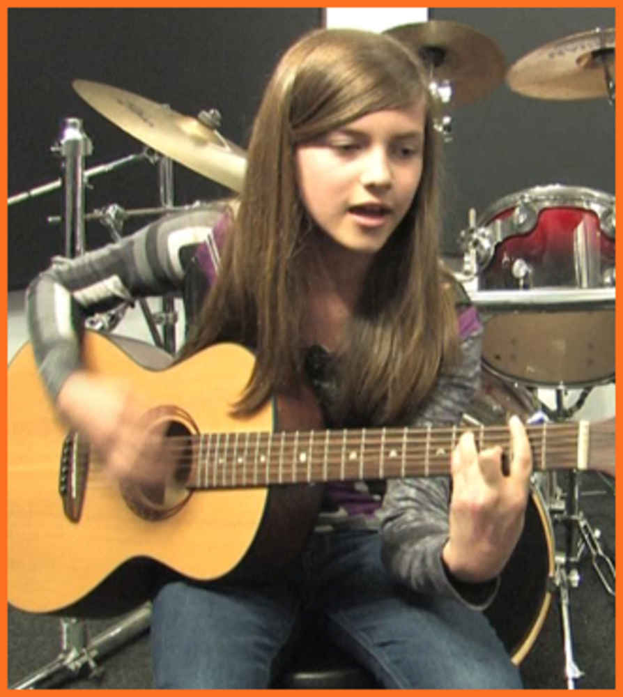></p>
<p ><b>Camila L</b> is Bach to Rock’s Student of the Month for April 2013. She attends B2R Gaithersburg in Maryland. Daniel Feldman is her instructor for private guitar lessons. Camila loves to sing and write songs in addition to her guitar playing.</p>
<p><iframe loading=