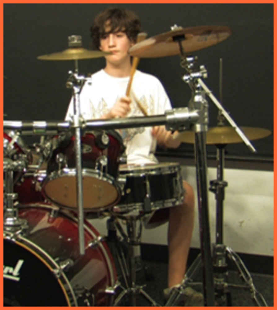 ></p>
<p>This month, 12 year-old Jacob C demonstrates his skills on the drums during his lesson with B2R instructor, Carl.</p>
<p><iframe loading=